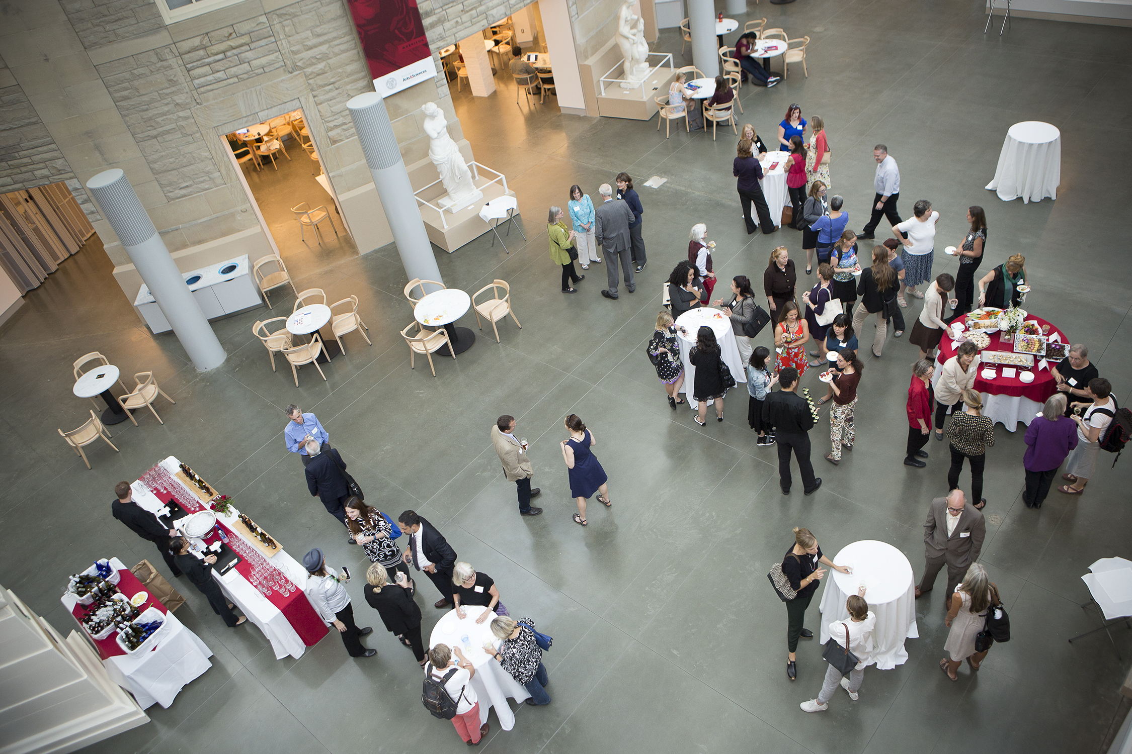 Overhead view of small indoor reception