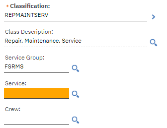 Maximo FSRMS Service firlds