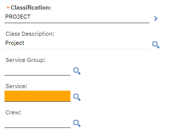 Maximo Project Service field