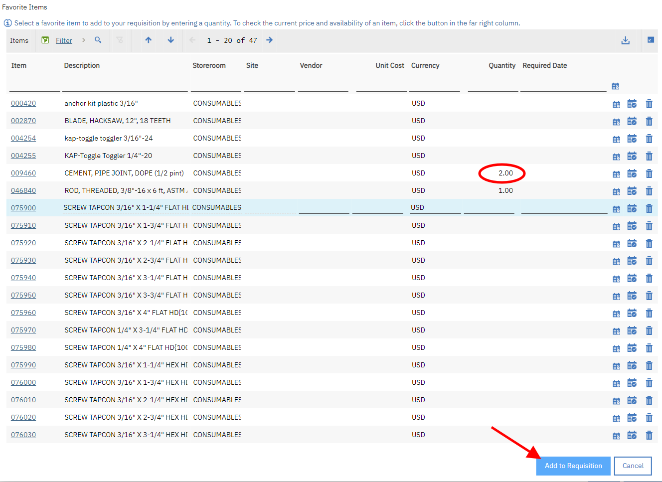 T3a Create a Material Requisition screenshot 4