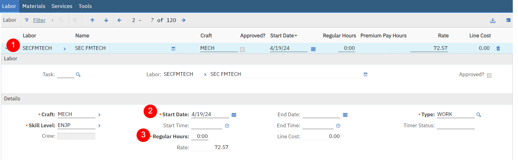 T7 Enter Labor Work Logs screenshot 4