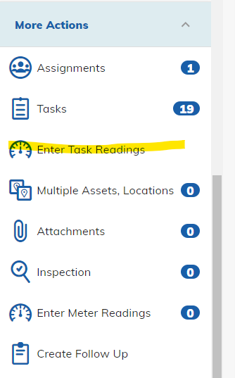 Enter Task Readings Screenshot