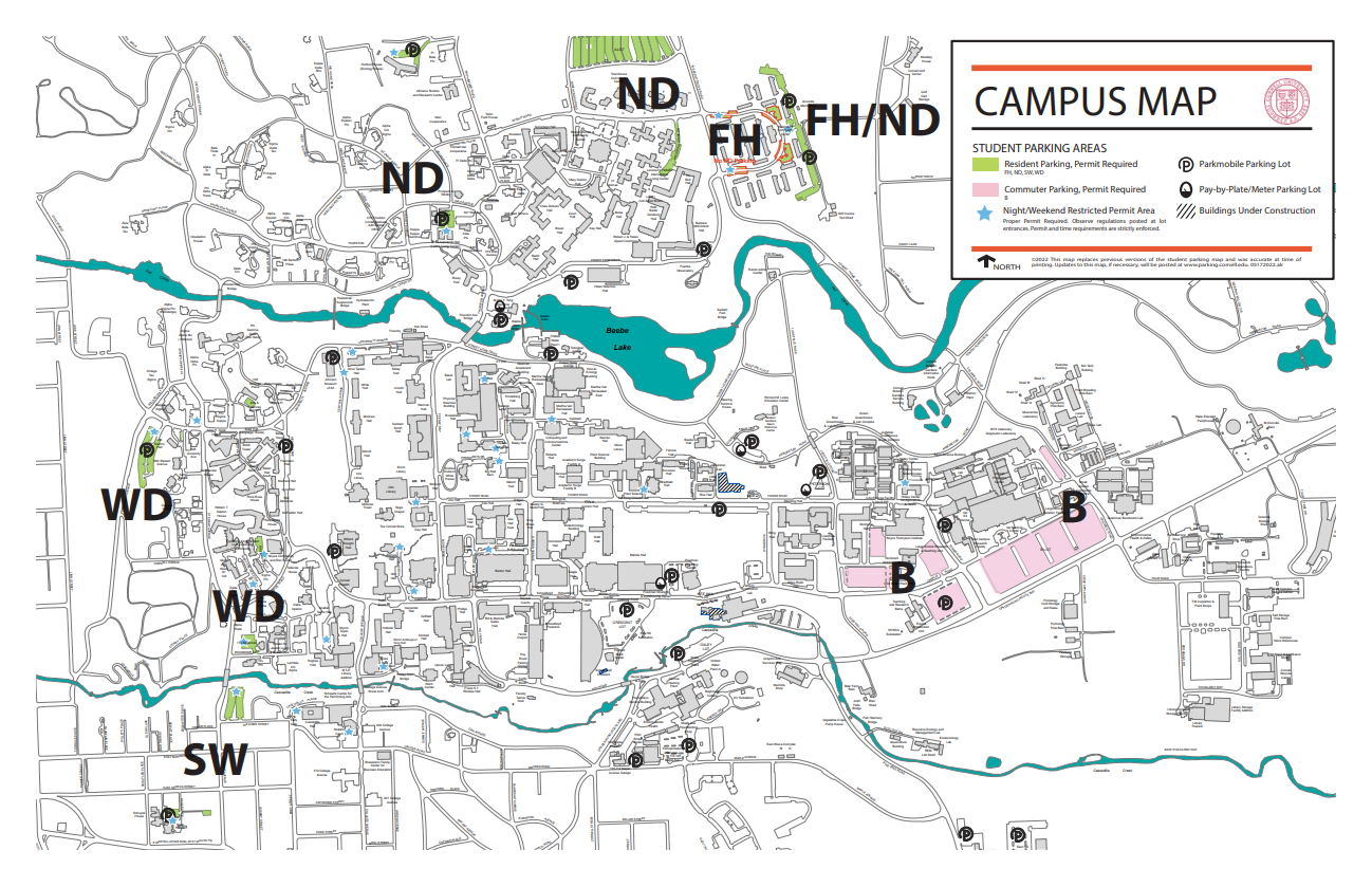 Student parking map for the 2025/26 academic year.