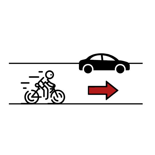 graphic of bike riding in the same direction as a car