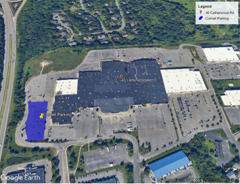 aerial image of designated parking at The Shops at Ithaca Mall parking lot