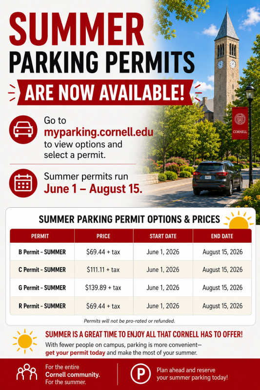 On Sale Now: Summer Parking Permits