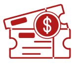 red graphic of two tickets